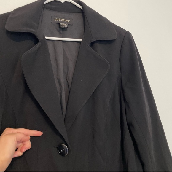 LANE BRYANT Plus Size Solid Black Three Button Long Duster Work Blazer or Jacket - Picture 8 of 14